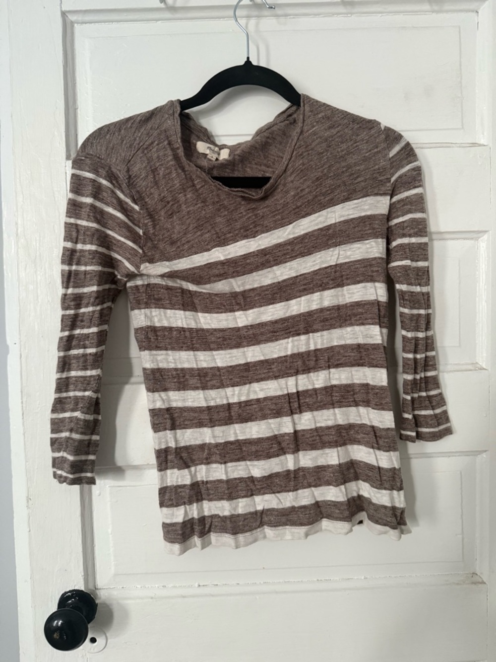 Madewell Brown & White Striped Long Sleeve Tee